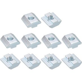 uxcell T Nuts, 30pcs - Nickel Plated Carbon Steel T Slot Bolts, 4040 Series M8 Hammer Head Fastener, Sliding T Nuts for Aluminum Extrusion Profile (Silver)