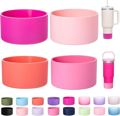 4-Pack Silicone Boot for Tumbler Boot Stanley Cup Quencher IceFlow Rubber Bottom Sleeve Protector for Stanley Tumbler HydroFlask Simple Modern Owala Car Travel Cup Bottle Bottom Sleeve in Saudi Arabia