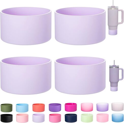 4-Pack Silicone Boot for Tumbler Boot Stanley Cup Quencher IceFlow Rubber Bottom Sleeve Protector for Stanley Tumbler HydroFlask Simple Modern Owala Car Travel Cup Bottle Bottom Sleeve in Kuwait