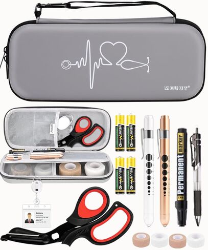 MEUUT 15 pcs Stethoscope Case Kits, Perfect Nurse Gift First Aid Kit with Stethoscope Case, Medical Scissor, Penlights with Batteries, Bandage Wraps, Badge Holders, Nurse Accessories for Nurses in Kuwait