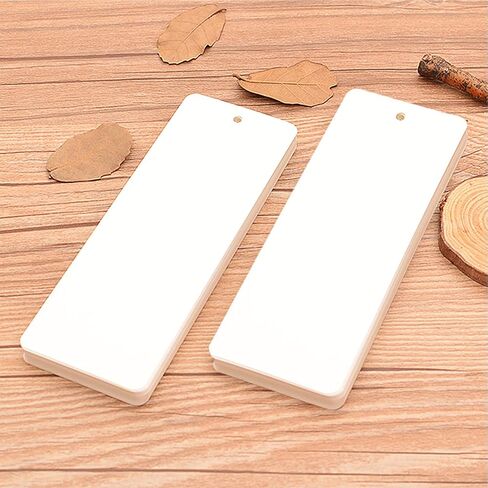 Teemico 96 Pcs Kraft Paper Blank Cardstock Bookmarks for DIY Projects and Gifts Tags, White, 5.9 by 2 inch (48Pcs Bookmarks with 48 Tassels) in Saudi Arabia