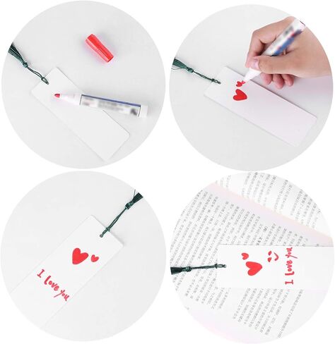 Teemico 96 Pcs Kraft Paper Blank Cardstock Bookmarks for DIY Projects and Gifts Tags, White, 5.9 by 2 inch (48Pcs Bookmarks with 48 Tassels) in Saudi Arabia