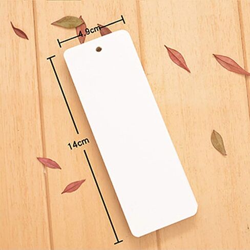 Teemico 96 Pcs Kraft Paper Blank Cardstock Bookmarks for DIY Projects and Gifts Tags, White, 5.9 by 2 inch (48Pcs Bookmarks with 48 Tassels) in Saudi Arabia