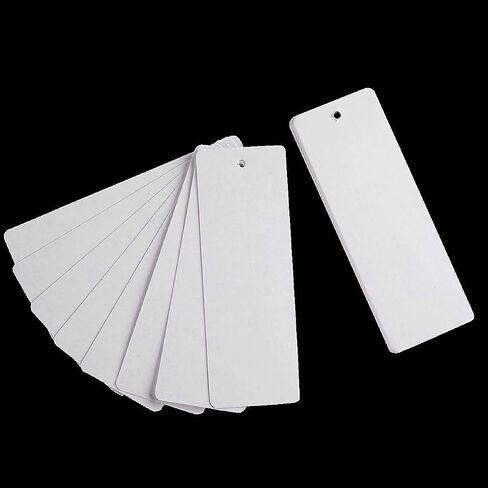 Teemico 96 Pcs Kraft Paper Blank Cardstock Bookmarks for DIY Projects and Gifts Tags, White, 5.9 by 2 inch (48Pcs Bookmarks with 48 Tassels) in Saudi Arabia