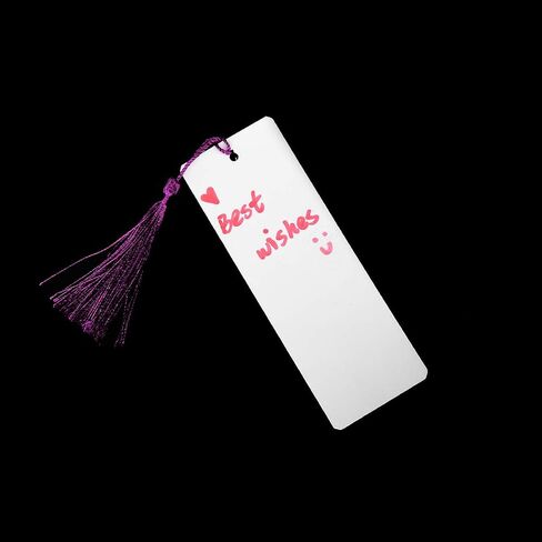 Teemico 96 Pcs Kraft Paper Blank Cardstock Bookmarks for DIY Projects and Gifts Tags, White, 5.9 by 2 inch (48Pcs Bookmarks with 48 Tassels) in Saudi Arabia
