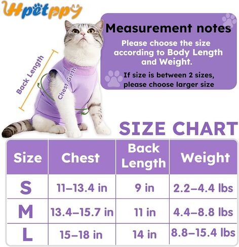 Hpetppy Cat Recovery Suit for Abdominal Wounds or Skin Diseases,Kitten Onesie for Cats After Surgery Wear Surgical Spay Suit for Female Cats Kitten Cone of Shame Alternative-Purple(S) in Kuwait