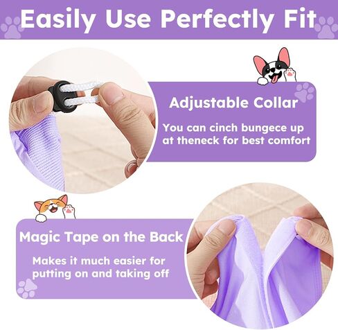 Hpetppy Cat Recovery Suit for Abdominal Wounds or Skin Diseases,Kitten Onesie for Cats After Surgery Wear Surgical Spay Suit for Female Cats Kitten Cone of Shame Alternative-Purple(S) in Kuwait