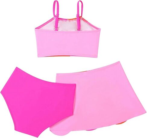 OYOANGLE Girl's 3 Piece Bikini Set Color Block Spaghetti Straps Cami Swimwear Bathing Suits with Mini Skirt in Saudi Arabia