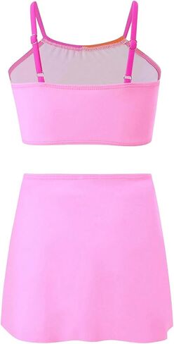 OYOANGLE Girl's 3 Piece Bikini Set Color Block Spaghetti Straps Cami Swimwear Bathing Suits with Mini Skirt in Saudi Arabia