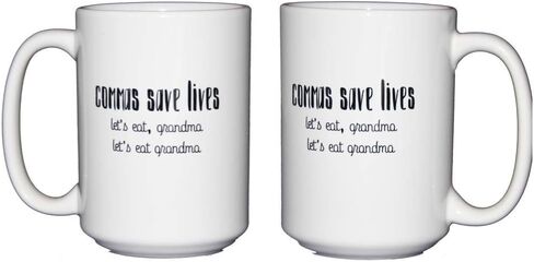 Funny Coffee Mugs for Word Nerd - Grammar Police - Commas Save Lives - Let's Eat Grandma - Typography - English Teacher Editor Writer Gift (Commas Save Lives) in Saudi Arabia