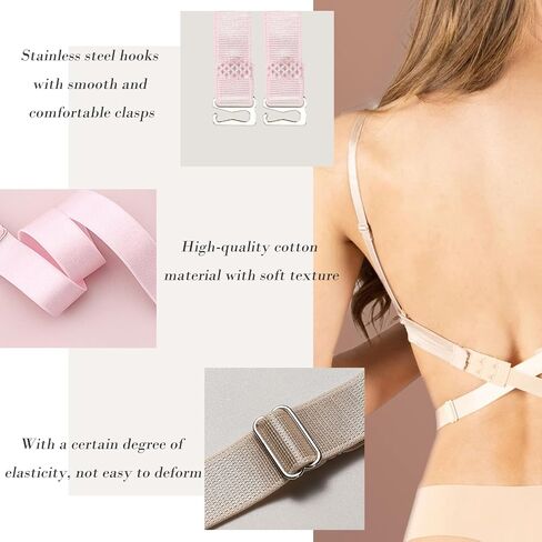 BOROLA Elastic Adjustable Removable Lingerie Straps 10mm Width Cotton Replacement Sexy Bra Shoulder Strap(4Pairs， Light Color Series) in Saudi Arabia