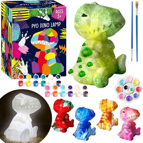 Paint Your Own Dinosaur Lamp Art Kit, Arts & Crafts Kit, DIY Night Light, Birthday Gifts for Kids Ages 3 4 5 6 7 8 9, Christmas Crafts for Teens Girls Boys, Room Decorations, Painting Kit for Kids in Saudi Arabia