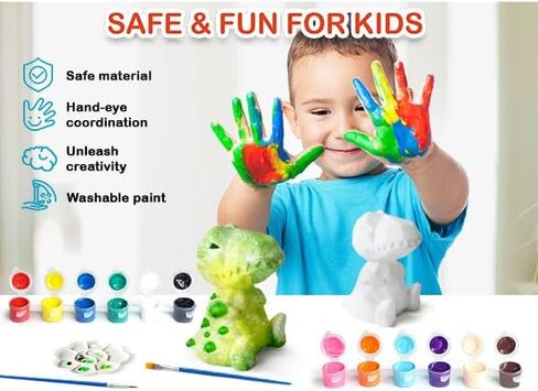 Paint Your Own Dinosaur Lamp Art Kit, Arts & Crafts Kit, DIY Night Light, Birthday Gifts for Kids Ages 3 4 5 6 7 8 9, Christmas Crafts for Teens Girls Boys, Room Decorations, Painting Kit for Kids in Saudi Arabia
