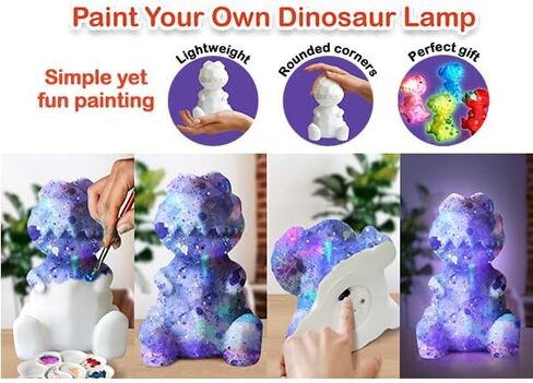 Paint Your Own Dinosaur Lamp Art Kit, Arts & Crafts Kit, DIY Night Light, Birthday Gifts for Kids Ages 3 4 5 6 7 8 9, Christmas Crafts for Teens Girls Boys, Room Decorations, Painting Kit for Kids in Saudi Arabia