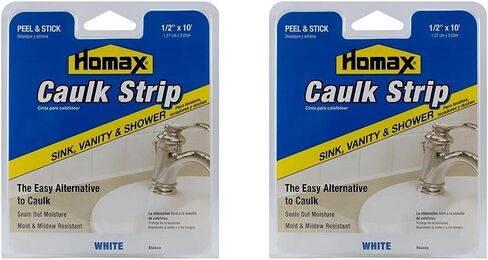 Homax Sink, Vanity and Shower Caulk Strip, White, 1/2" x 10' - 41072390385 in Saudi Arabia