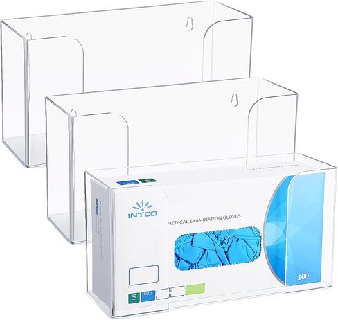 Wenqik Acrylic Glove Box Holder Dispenser Bulk Glove Holder for Wall Mount Glove Rack Wall Floating Mask Dispenser for Medical Latex Rubber Disposable Glove Boxes, 10.2 x 3.5 x 5.3'', Single (3 Pcs) in Saudi Arabia