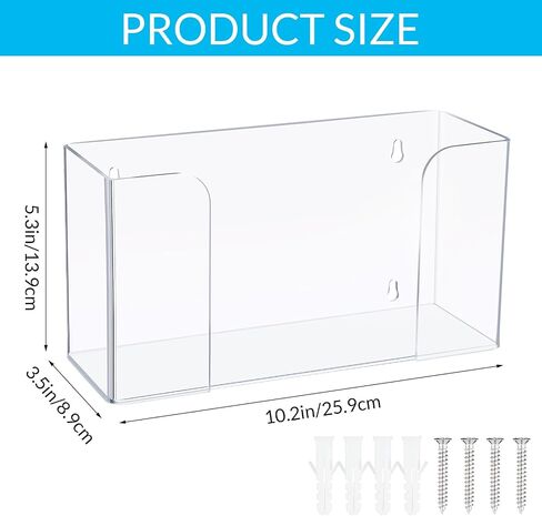 Wenqik Acrylic Glove Box Holder Dispenser Bulk Glove Holder for Wall Mount Glove Rack Wall Floating Mask Dispenser for Medical Latex Rubber Disposable Glove Boxes, 10.2 x 3.5 x 5.3'', Single (3 Pcs) in Saudi Arabia