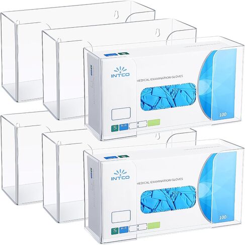 Wenqik Acrylic Glove Box Holder Dispenser Bulk Glove Holder for Wall Mount Glove Rack Wall Floating Mask Dispenser for Medical Latex Rubber Disposable Glove Boxes, 10.2 x 3.5 x 5.3'', Single (3 Pcs) in Saudi Arabia