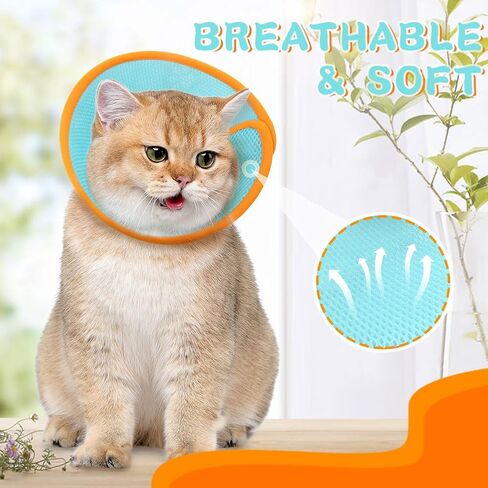 Soft Cat Recovery Collar, Adjustable Cat Cone Collar for Cat Kitten Prevent from Licking Wounds, Mesh Recovery Elizabethan Collar for Cats, Kittens, Rabbits in Kuwait
