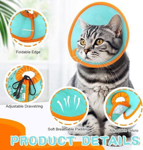 Soft Cat Recovery Collar, Adjustable Cat Cone Collar for Cat Kitten Prevent from Licking Wounds, Mesh Recovery Elizabethan Collar for Cats, Kittens, Rabbits in Kuwait