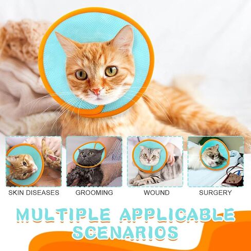 Soft Cat Recovery Collar, Adjustable Cat Cone Collar for Cat Kitten Prevent from Licking Wounds, Mesh Recovery Elizabethan Collar for Cats, Kittens, Rabbits in Kuwait