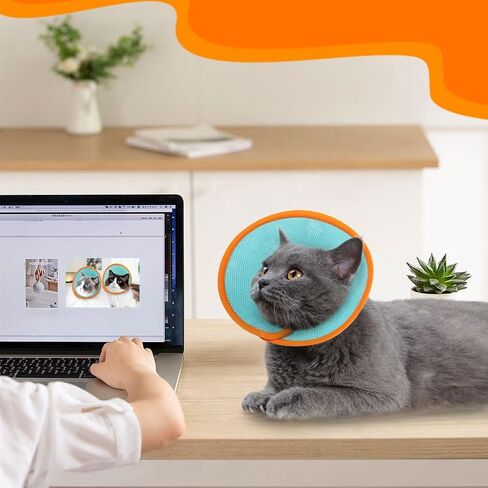 Soft Cat Recovery Collar, Adjustable Cat Cone Collar for Cat Kitten Prevent from Licking Wounds, Mesh Recovery Elizabethan Collar for Cats, Kittens, Rabbits in Kuwait