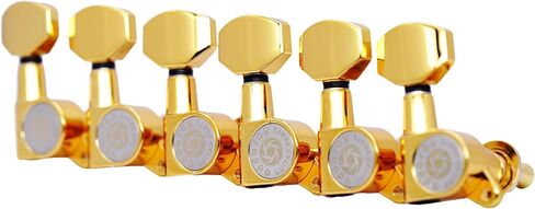 Eddaray 6 In-line Guitar Machine Heads 6 Right Hand – 1:18 Gear Ratio Sealed Tuning Key Pegs Tuners Set with Hexagonal Shaped Knob Replacement, (E-1001, Gold) in Saudi Arabia