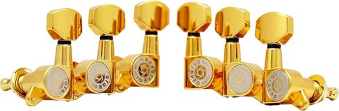 Eddaray 6 In-line Guitar Machine Heads 6 Right Hand – 1:18 Gear Ratio Sealed Tuning Key Pegs Tuners Set with Hexagonal Shaped Knob Replacement, (E-1001, Gold) in Saudi Arabia