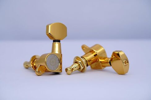 Eddaray 6 In-line Guitar Machine Heads 6 Right Hand – 1:18 Gear Ratio Sealed Tuning Key Pegs Tuners Set with Hexagonal Shaped Knob Replacement, (E-1001, Gold) in Saudi Arabia