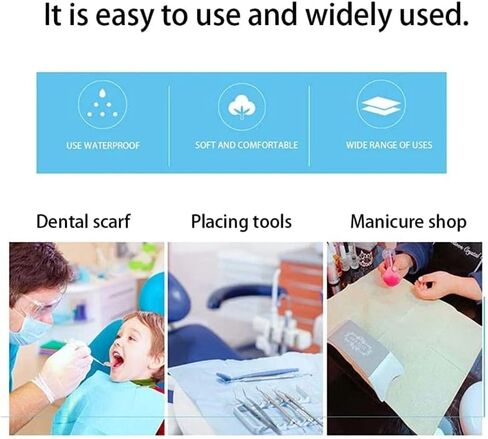 KXJHY 125Pack Disposable Dental Bibs, 13"x18" Dental Bibs, 3-Ply Waterproof Tattoo Bibs for Tattoo Table, Salon Tray, Dental Tray Covers, Tattoo Nail Art Tray Cover Mayo Stand Dental Bibs (Blue) in Saudi Arabia