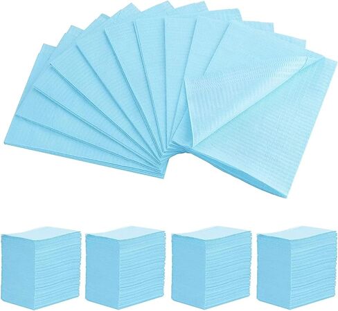 KXJHY 125Pack Disposable Dental Bibs, 13"x18" Dental Bibs, 3-Ply Waterproof Tattoo Bibs for Tattoo Table, Salon Tray, Dental Tray Covers, Tattoo Nail Art Tray Cover Mayo Stand Dental Bibs (Blue) in Saudi Arabia