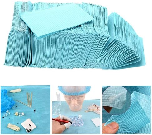 KXJHY 125Pack Disposable Dental Bibs, 13"x18" Dental Bibs, 3-Ply Waterproof Tattoo Bibs for Tattoo Table, Salon Tray, Dental Tray Covers, Tattoo Nail Art Tray Cover Mayo Stand Dental Bibs (Blue) in Saudi Arabia