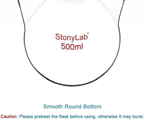 stonylab 4 Neck Round Bottom Flask RBF, Heavy Wall 4 Neck Lab Flask Borosilicate Glass Round Bottom Boiling Flask with 24/40 Standard Taper Outer Joint, 1000 ml in Kuwait