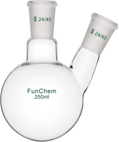 دورق زجاجي مستدير من FunChem 24/40، دورق مستدير من الأسفل لاستقبال الغليان RBF، مع وصلة خارجية مدببة قياسية 24/40، 250 مل in Saudi Arabia