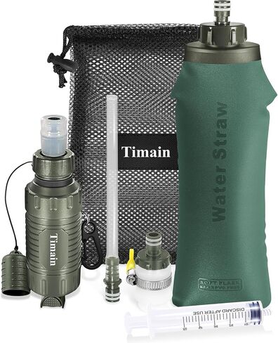 Timain Portable Personal Water Filter Straw,Water Purifier Survival Gear for Emergency Preparedness,Outdoor Activities,Travel,Camping, Hiking,Fishing,Hunting. in Saudi Arabia