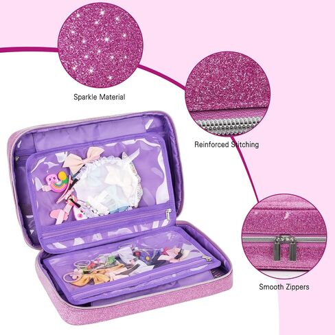 Hair Accessories Storage Bag for Baby Girls, Bow Organizer Holder with Hook | PU Leather Bow Holder with Display Hair Clips, Headband, Ties& Scrunchies, Dust-proof & Easy to Clean in Saudi Arabia