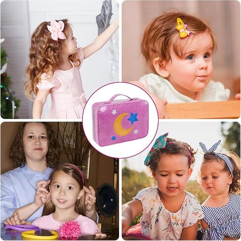 Hair Accessories Storage Bag for Baby Girls, Bow Organizer Holder with Hook | PU Leather Bow Holder with Display Hair Clips, Headband, Ties& Scrunchies, Dust-proof & Easy to Clean in Saudi Arabia