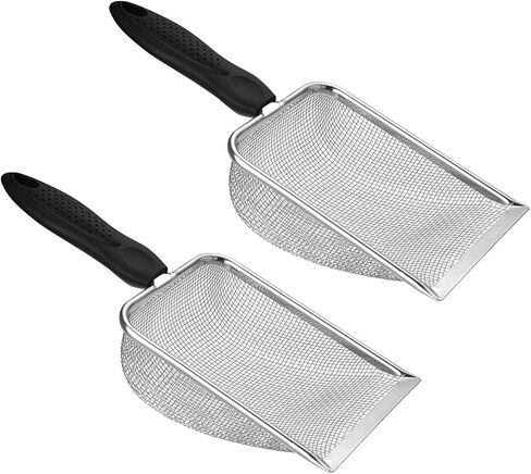 Xiaokeis 2 Packs Reptile Sand,Reptile Habitat Sifting Scoopers,Stainless Steel Fine Mesh Reptile Substrate Metal Sand Shovel Sifter Corner Scoop Shovel in Saudi Arabia