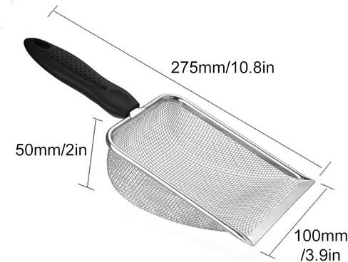 Xiaokeis 2 Packs Reptile Sand,Reptile Habitat Sifting Scoopers,Stainless Steel Fine Mesh Reptile Substrate Metal Sand Shovel Sifter Corner Scoop Shovel in Saudi Arabia