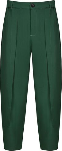 Lars Amadeus Cropped Dress Pants for Men's Pleated Front Elastic Waist Ankle Length Tapered Pants in Saudi Arabia