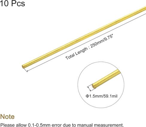 MECCANIXITY Brass Rod,Brass Solid Round Rod 1.5mm/0.06inch Diameter 400mm Length Lathe Bar Stock for RC Model DIY Craft Pack of 20 in Kuwait