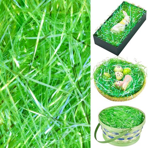 JOYIN 12 أوقية عيد الفصح العشب الأخضر البلاستيك الحرفية أجاد لملء سلة عيد الفصح، DIY تغليف هدايا عيد الفصح، عيد الفصح تفضل الديكور، صيد بيض عيد الفصح in Saudi Arabia