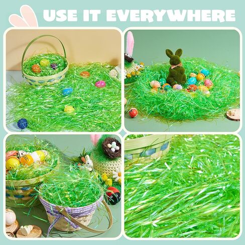 JOYIN 12 أوقية عيد الفصح العشب الأخضر البلاستيك الحرفية أجاد لملء سلة عيد الفصح، DIY تغليف هدايا عيد الفصح، عيد الفصح تفضل الديكور، صيد بيض عيد الفصح in Saudi Arabia