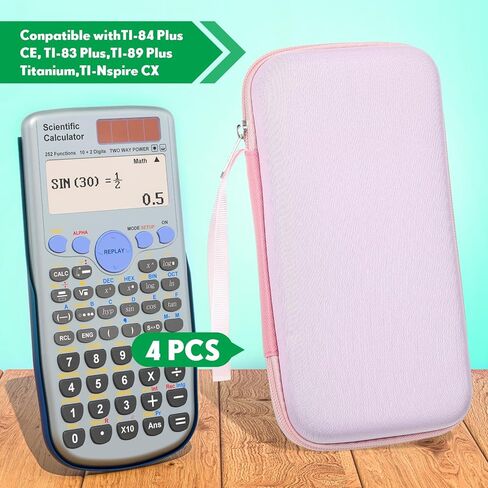 PerKoop 4 Pcs Hard Graphing Calculator Case Compatible with Ti 84 Plus Ce, 84 Plus, 83 Plus Ce, Fx 9750gii Zipped Pocket Hard Travel Case Office Calculator Accessories for USB Cables, Pencil, Ruler in Saudi Arabia