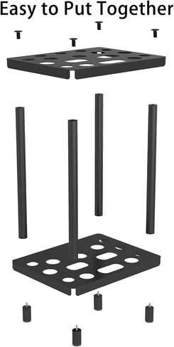 منظم أدوات حديقة تاجي، حامل منظم أدوات ساحة فولاذية شديدة التحمل، رف تخزين المرآب ينظم أدوات الحديقة، المجارف، المجارف، المكانس، المماسح، أسود in Kuwait