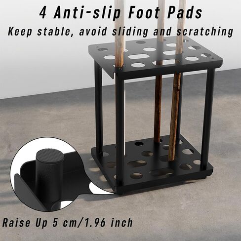 منظم أدوات حديقة تاجي، حامل منظم أدوات ساحة فولاذية شديدة التحمل، رف تخزين المرآب ينظم أدوات الحديقة، المجارف، المجارف، المكانس، المماسح، أسود in Kuwait