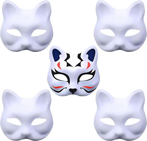 HOHAJIU قناع الثعلب لتقوم بها بنفسك قناع فارغ قابل للطلاء Therian زي ملحق حفلة تنكرية لحفلة الهالوين in Kuwait