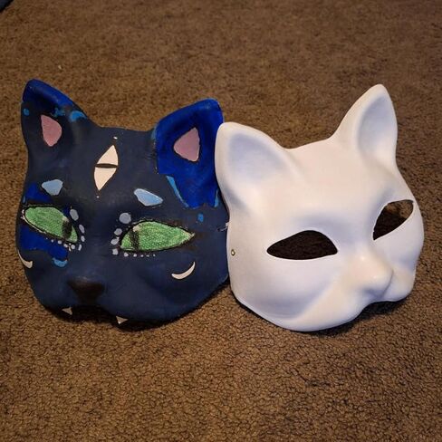 HOHAJIU قناع الثعلب لتقوم بها بنفسك قناع فارغ قابل للطلاء Therian زي ملحق حفلة تنكرية لحفلة الهالوين in Kuwait