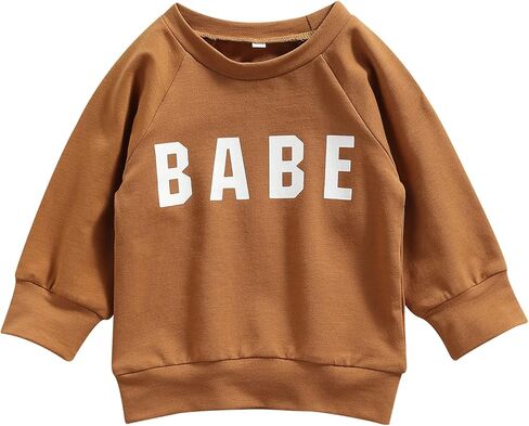 Toddler Baby Girl Boys Pullover Top Letter Babe Printed Causal Long Sleeve Sweatshirt Infant Fall Winter Clothes in Saudi Arabia