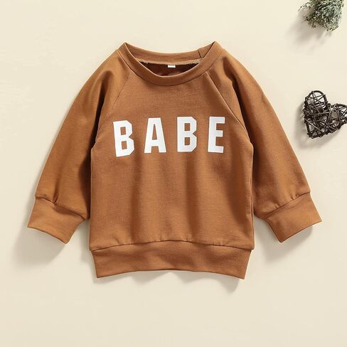Toddler Baby Girl Boys Pullover Top Letter Babe Printed Causal Long Sleeve Sweatshirt Infant Fall Winter Clothes in Saudi Arabia